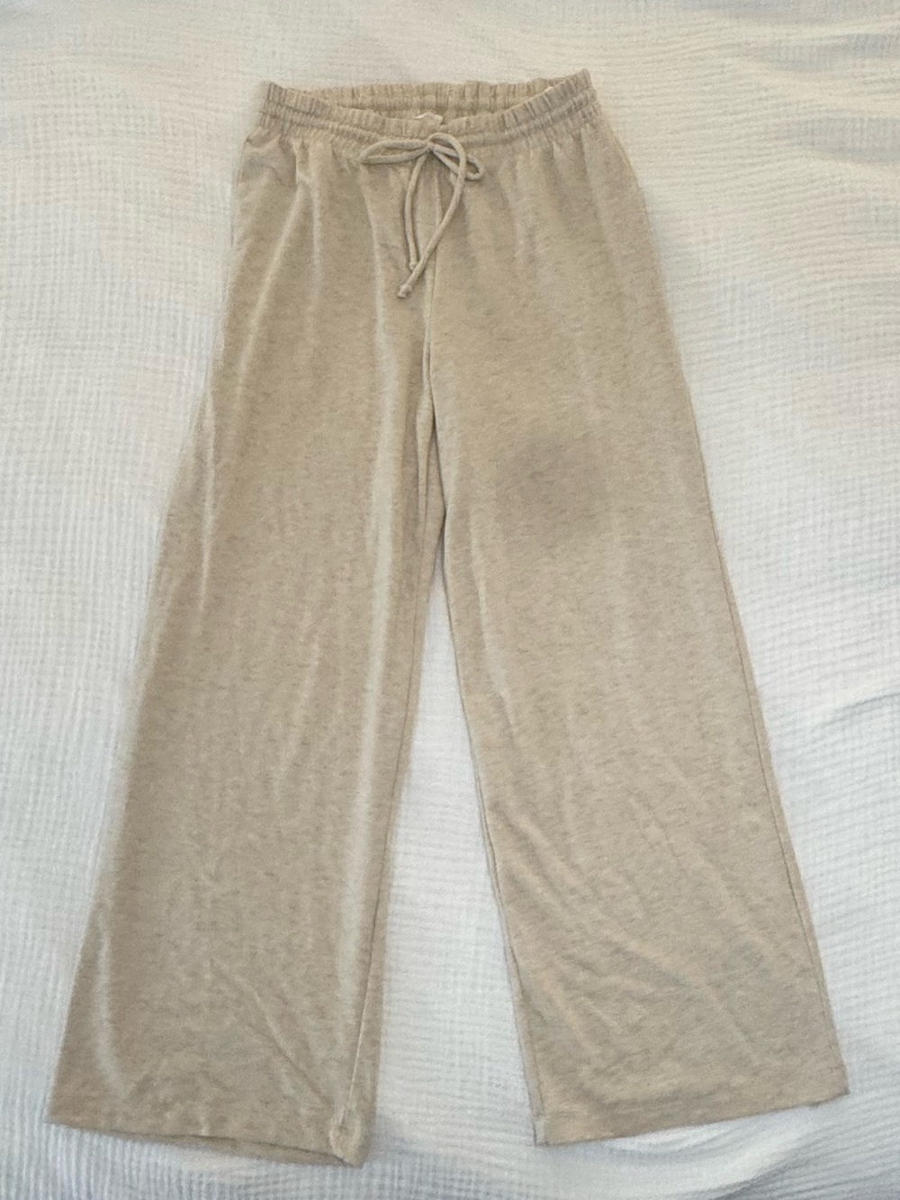 Wilfred Beige Wide-Leg Lounge Pants with Drawstring Waist